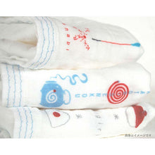 Cargar imagen en el visor de la galería, Hand Towel Wet Handkerchief Hagoromo Gauze Cafe Time Blue Approx. 33 x 38cm
