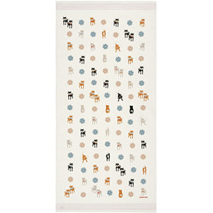 Bath Towel Cloth Reading Large Towel Tenugui Shiba Inu Ivory Approx. 58 x 120cm