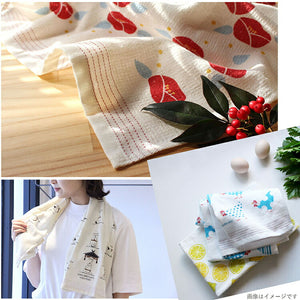 Face Towel Cloth Reading 2023 Towel Tenugui Hot Water Curtain Made in Japan Ivory Approx. 33 x 100cm