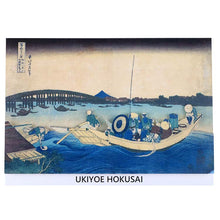 Cargar imagen en el visor de la galería, Sticker Wall Ukiyoe Deco Museum Katsushika Hokusai Thirty-six Views of Mt. Fuji Viewing the sunset over Ryogoku Bridge from the Mimaya riverbank Approx. 10 x 14 cm
