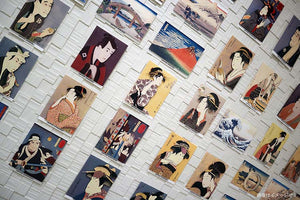 Sticker Wall Ukiyoe Deco Museum Toshusai Sharaku Kiyotaro Iwai's Sagisaka Sanai wife Fujinami and Zenji Bando's Washizuka Kanta and his wife Ozasa