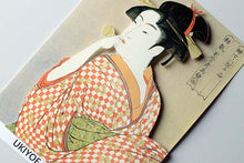 Cargar imagen en el visor de la galería, Sticker Wall Ukiyoe Deco Museum Kitagawa Utamaro 10 articles about women&#39;s appearance Girl blowing poppin approx. 10 x 14 cm
