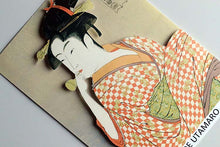 Cargar imagen en el visor de la galería, Sticker Wall Ukiyoe Deco Museum Kitagawa Utamaro 10 articles about women&#39;s appearance Girl blowing poppin approx. 10 x 14 cm
