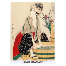 Cargar imagen en el visor de la galería, Sticker Wall Ukiyoe Deco Museum Kitagawa Utamaro Women&#39;s Manual Mirror Washing Approx. 10 x 14 cm
