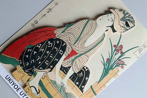 Sticker Wall Ukiyoe Deco Museum Kitagawa Utamaro Women's Manual Mirror Washing Approx. 10 x 14 cm