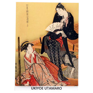 Sticker Wall Ukiyoe Deco Museum Kitagawa Utamaro Four Seasons Yuka no Iroka Top Approx. 10 x 14cm