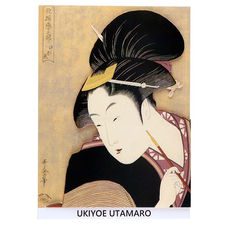 Sticker Wall Ukiyoe Deco Museum Kitagawa Utamaro Poetry Collection Deep Shinobi Love Approx. 10 x 14cm