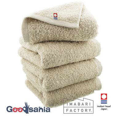 Imabari Towel Certified Face Towel Made in Japan Sand Beige Approx. 80 x 34cm Set of 4