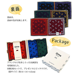 Imabari Towel Otta Half Towel Handkerchief 22-48 Set of 3 Blue, Green, Orange 25 x 12.5cm OT22-0200-0948