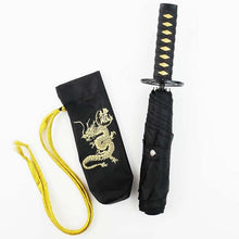 画像をギャラリービューアに読み込む, Folding Umbrella Sengoku Umbrella -wakizashi(short sword)- Dragon (Gold)/Umbrella Bag Opened: Approximately 96cm in Diameter Black JK-160-01
