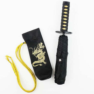 Folding Umbrella Sengoku Umbrella -wakizashi(short sword)- Dragon (Gold)/Umbrella Bag Opened: Approximately 96cm in Diameter Black JK-160-01