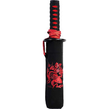 Cargar imagen en el visor de la galería, Folding Umbrella Sengoku Umbrella -wakizashi(short sword)- Carp (Red)/Umbrella Bag Opened: Approximately 96cm in Diameter Black JK-160-03
