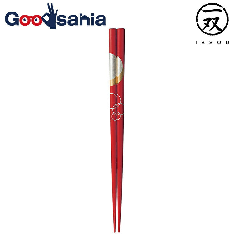 Painted chopsticks pair Yoimachi Tsuki Red approx. 21.5cm