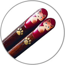 将图片加载到图库查看器，Painted chopsticks, Aizu makie, calico cat for women
