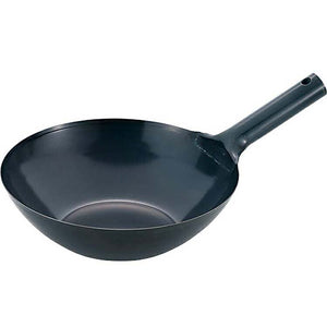 Chinese wok, flat bottom Peking pot, gas fire, IH compatible, thick bottom, professional specification, black 27