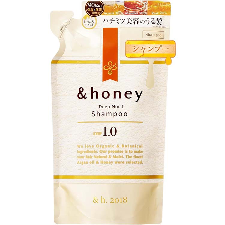 &honey Deep Moist Shampoo 1.0 Super Moisturizing Organic Formula for Intensive Moisturization 350ml Refill