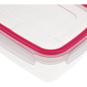 Storage Container Just Lock Rectangular Pink L Approx. 600ml 2 pieces PL-67 (Container 600ml set, storage, easy to wash, integrated, integrated gasket, pre-made, subdivided, airtight, leak-proof liquid)