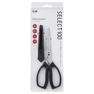 KAI SELECT100 Slim Kitchen Shears with Cap Dishwasher Safe Black Approx. 18.5 x 7.8 x 1.3cm DH3139