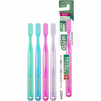 GUM Dental Brush Compact Head Regular #407 1pc, Toothbrush