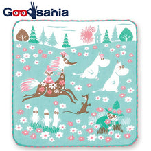 Muat gambar ke penampil Galeri, Handkerchief Moomin Gauze Pile Handkerchief Running Green Approx. 25 x 25 cm
