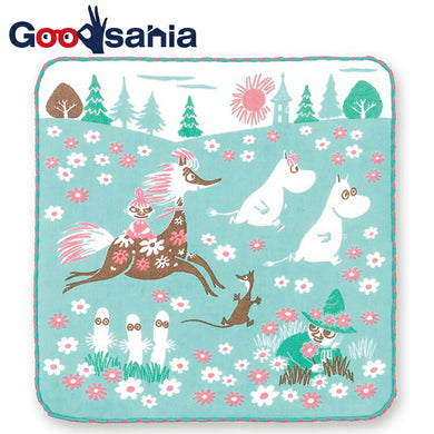 Handkerchief Moomin Gauze Pile Handkerchief Running Green Approx. 25 x 25 cm