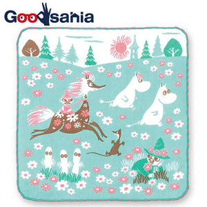 Handkerchief Moomin Gauze Pile Handkerchief Running Green Approx. 25 x 25 cm