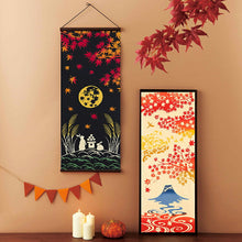 Muat gambar ke penampil Galeri, Tenugui kenema dyed tenugui Fujimi autumn leaves approx. 35 x 90 cm
