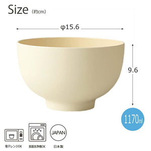 Donburi DONBURI Round Dry Lacquer Made in Japan Ivory Approx.   15.6x9.6cm T-26622 (Donburi Rice Bowl Rice Bowl Rice Bowl Bowl Simple Dull Color Plain Stylish Women's)