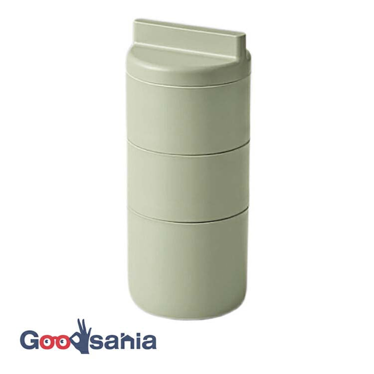 Lunch box tutu 3-tier lunch box made in Japan Khaki (upper tier) 160ml x 2, (lower tier) 280ml T-36376 (Lunch box 3-tier 3-tier vertical bottle type microwave safe for women)