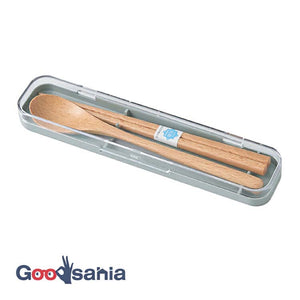 Cutlery Set tutu Wooden Chopsticks/Spoon Set Gray (Chopsticks/Spoon) Approx. 18cm T-36388 (Cutlery Spoon Set My Chopsticks Chopstick Box 18cm Lunch Box Women)