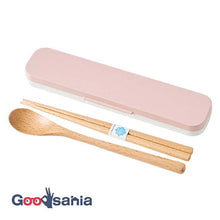 将图片加载到图库查看器，Cutlery Set mayu Mayu Wooden Chopsticks and Spoon Set Pink (Chopsticks and Spoon) Approx. 18cm T-36409 (Cutlery Spoon Set My Chopsticks Chopstick Box 18cm Lunch Box Women)
