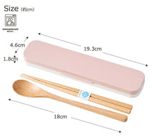 将图片加载到图库查看器，Cutlery Set mayu Mayu Wooden Chopsticks and Spoon Set Pink (Chopsticks and Spoon) Approx. 18cm T-36409 (Cutlery Spoon Set My Chopsticks Chopstick Box 18cm Lunch Box Women)
