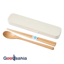 将图片加载到图库查看器，Cutlery Set Mayu Mayu Wooden Chopsticks and Spoon Set Ivory (Chopsticks and Spoon) Approx. 18cm T-36410 (Cutlery Spoon Set My Chopsticks Chopstick Box 18cm Lunch Box Women)
