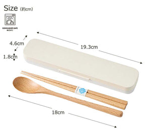 Cutlery Set Mayu Mayu Wooden Chopsticks and Spoon Set Ivory (Chopsticks and Spoon) Approx. 18cm T-36410 (Cutlery Spoon Set My Chopsticks Chopstick Box 18cm Lunch Box Women)