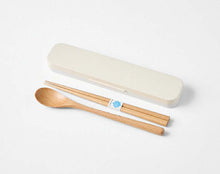 将图片加载到图库查看器，Cutlery Set Mayu Mayu Wooden Chopsticks and Spoon Set Ivory (Chopsticks and Spoon) Approx. 18cm T-36410 (Cutlery Spoon Set My Chopsticks Chopstick Box 18cm Lunch Box Women)
