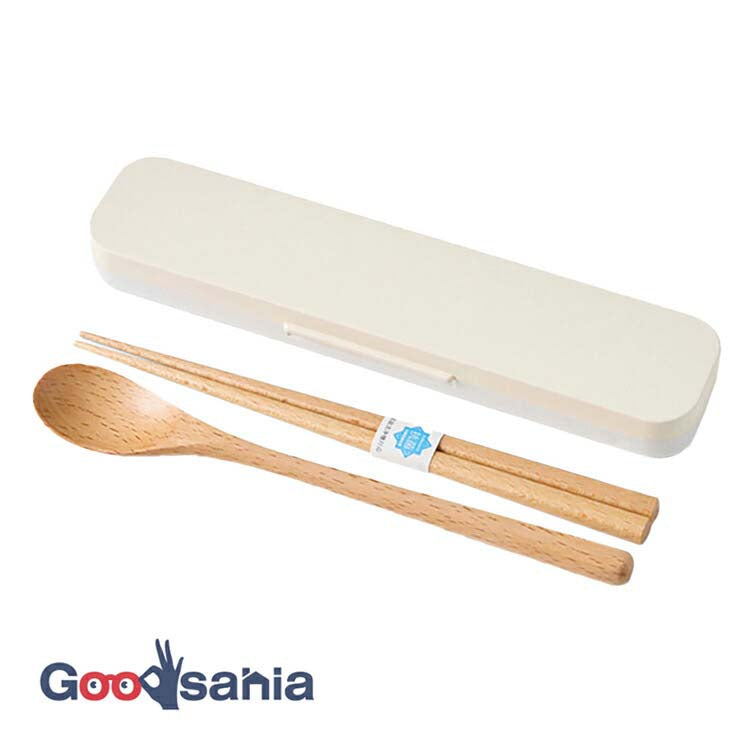 Cutlery Set Mayu Mayu Wooden Chopsticks and Spoon Set Ivory (Chopsticks and Spoon) Approx. 18cm T-36410 (Cutlery Spoon Set My Chopsticks Chopstick Box 18cm Lunch Box Women)