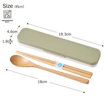 将图片加载到图库查看器，Cutlery Set mayu Mayu Wooden Chopsticks and Spoon Set Light Khaki (Chopsticks and Spoon) Approx. 18cm T-36411 (Cutlery Spoon Set My Chopsticks Chopstick Box 18cm Lunch Box Women)
