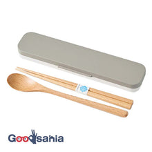 将图片加载到图库查看器，Cutlery Set mayu Mayu Wooden Chopsticks/Spoon Set Gray (Chopsticks/Spoon) Approx. 18cm T-36412 (Cutlery Spoon Set My Chopsticks Chopstick Box 18cm Lunch Box Women)
