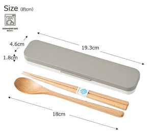 Cutlery Set mayu Mayu Wooden Chopsticks/Spoon Set Gray (Chopsticks/Spoon) Approx. 18cm T-36412 (Cutlery Spoon Set My Chopsticks Chopstick Box 18cm Lunch Box Women)