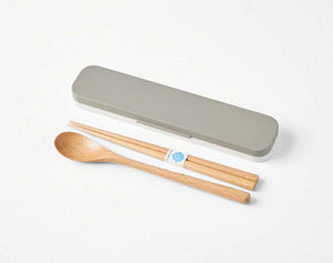 Cutlery Set mayu Mayu Wooden Chopsticks/Spoon Set Gray (Chopsticks/Spoon) Approx. 18cm T-36412 (Cutlery Spoon Set My Chopsticks Chopstick Box 18cm Lunch Box Women)