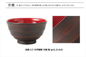 Bowl, Soup Bowl, Ohirasuji carving, Tochi 5.0φ14.9x8.2 (T-56553)