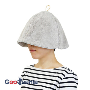 Sauna Hat, Sauna Hat that makes you want to rub your cheeks, Made in Japan, Light Gray, Suitable for head circumferences up to approx. 62cm