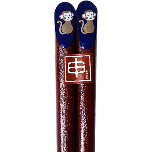 Painted chopsticks Wakasa zodiac painted chopsticks Monkey Monkey Made in Japan Red