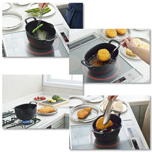 将图片加载到图库查看器，Aikata Iron Deep-Fried Pot for Deep-Fried Food, Made in Japan, Black, Approx. 10 (Excluding Handle) x 18 x 26.5cm PD3023 (Tempura Pot, Deep-Fried Food, Tempura, Oval, IH Compatible, Gas Fire OK, Tsubame-Sanjo)
